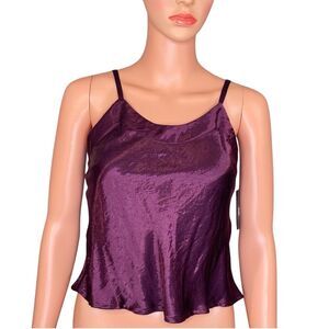 Attenion NWT Purple Satin Cami Top Adjustable Straps Womens Size XS